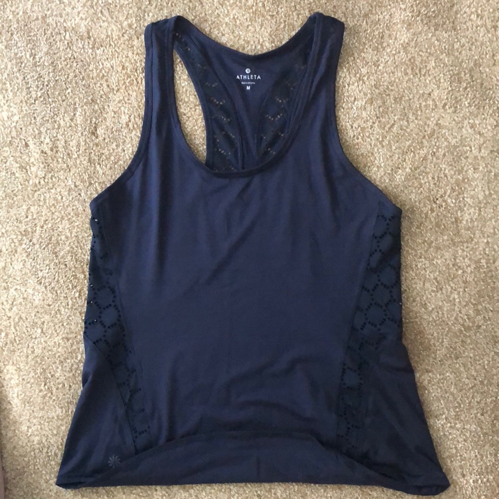 Athleta Navy Eyelet Tank Navy size Medium